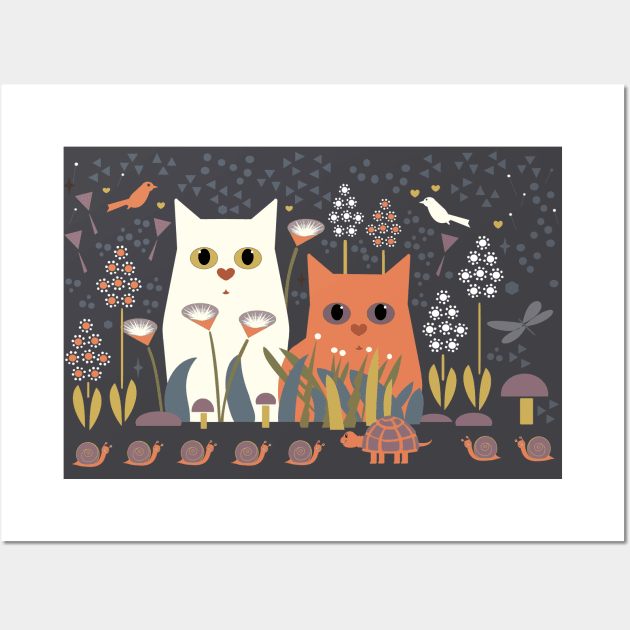 CATS IN A GARDEN Wall Art by JeanGregoryEvans1